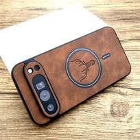 Prabangus dirbtinės odos dėklas Google Pixel 10 9 8 7 Pro XL A 9A 8A 7A 10Pro 9Pro 8Pro 7Pro ProXL Magsafe Belaidžio įkrovimo dangtelis For Pixel 9 brown