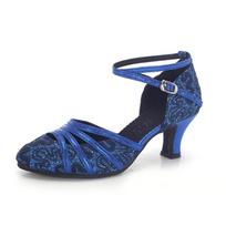 Salės Šiuolaikinio Šokio Batai Moterims Suaugusioms Minkštas Guminis Padadas 5.5cm Standartiniai Šokio Batai Tango Salsa Šokių Batai 39 mėlyna