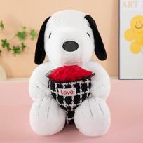 Širdutės Gėlės Snoopy pliušinė lėlė pagalvė - Didelė gimtadienio dovana mergaitėms 35 cm black