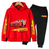 Animacinis Anime Žaibas Makvynas Madingi Šaunūs Spaudiniai Laisvi Šilti Patogūs Berniukų Mergaičių Hoodies Ilgomis Rankovėmis Rinkinys 110cm raudona