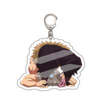 Anime Demon Slayer Acrylic Keychain Tanjiro Kamado Nezuko Zenitsu Agatsuma Inosuke Hashibira Pendant Charm 4PCS Collection Beautiful Gift 55mm gray