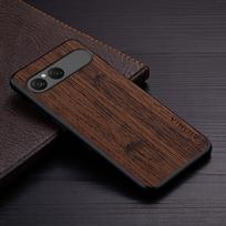 Dėklas Sony Xperia 10 1 VII 10 Xperia 5 III II 5G Bambuko medžio rašto odinis dangtelis Funda for Sony Xperia 10 VII dėklas Sony Xperia 10 III kava