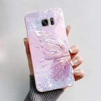 Skirta Samsung Galaxy S6 S7 S 7 Edge Silikoninis dėklas Mielas drugelis Minkštas TPU telefono galinis dangtelis Skirta Samsung Galaxy S7 Edge Dėklas Buferis Samsung S6 white