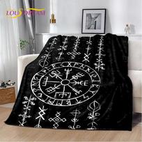 3D Skandinavų Vikingų Mitologijos Simboliai Odinas Animacinis Pliušinis Flanelinis Antklodė Mesti Antklodę Svetainei Miegamajam Lovai Sofai Iškylai Vaikams 130cmx150cm gray
