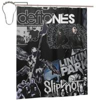 Metalo Punk Rock Deftones Dušo užuolaida Vonios kambarys Poliesteris Vandeniui atsparios Vonios užuolaidos Su kabliukais W60H190(CM)-1 Pcs gray