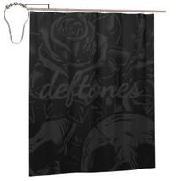 Metalo Punk Rock Deftones Dušo užuolaida Vonios kambarys Poliesteris Vandeniui atsparios Vonios užuolaidos Su kabliukais W60H190(CM)-1 Pcs black