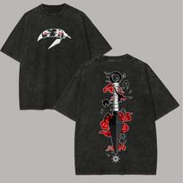 Marškinėliai Akatsuki Debesis Vintažiniai Rūgštiniu Plovimu Streetwear Retro Anime Grafika Vyriški Marškinėliai Medvilninis Viršutinis Drabužis 3XL gray