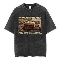 Radiohead Rock Band OK Computer Vintage Washed Tshirt Unisex Women Fashion Hip Hop T Shirts  Cotton Casual Tshirts Streetwear M black