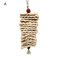 Parrot Cage Toy Rich Nutrition Bite Resistant Eco-friendly Natural Corn Husk Grass Chewing Skewer Toy Bird Supplies A beige