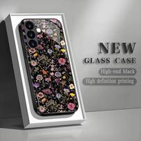 Gėlių ir augalų grūdinto stiklo telefono dėklas, tinkamas Samsung Galaxy S26 S25 S24 S23 S22 S20FE/Ultra/Plus, apsaugantis nuo kritimo galinis dangtelis GalaxyS24Ultra