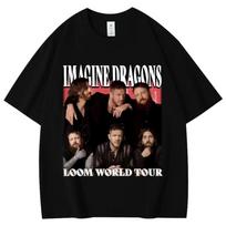 Imagine Dragons Loom Pasaulinis Turas 2026 Marškinėliai Vyrams Moterims Mada Roko Trumpomis Rankovėmis Marškinėliai Vasaros Laisvalaikio Laisvi Medvilniniai Marškinėliai M black