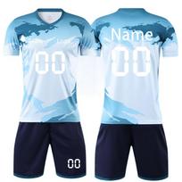Individualus futbolo aprangos komplektas Personalizuotos komandos uniformos su vardu ir numeriu Greitai džiūstantis audinys sporto treniruotėms 18 mėlyna