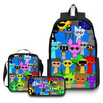 Rhythm Box Žaidimo Prekės Mokyklinė Kuprinė Sprunki Animacinis Backpack Pietų Krepšys Pieštukinė Trijų Dalių Rinkinys Backpack blue