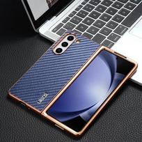 Z Fold7 Fold 6 su anglies pluošto rašto dėklu Samsung Galaxy Z Fold 7 6 5 4 3 5G, galvanizuotu rėmeliu, galiniu telefono dangteliu Etui Galaxy Z Fold7 mėlyna