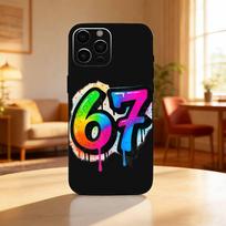 67 Šeši Septyni Dėklas Telefonui iPhone17,16,15,14,13,12 Plus,Max Minkštas Silikoninis Juodas Dangtelis iPhone16se4
