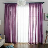 Vienos spalvos Daugiaspalvės Bay lango tinklelio durų užuolaidos Panelė Plonas tiulis Svetainei Vestuvių dekoravimui W100xL200CM(Hook Top) violetinė
