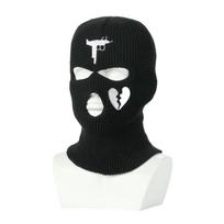 Nauja Pilno Veido Dangtelio Slidinėjimo Kaukės Kepurė 3 Skylės Balaklava Armijos Taktinė CS Vėjui Atspari Megzta Kepuraitė Žieminė Šilta Unisex Kepurė black