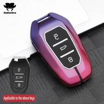 Metalinis automobilio rakto dėklas Peugeot 2008 3008 4008 5008 308 408 508 Citroen C1 C2 C4 C6 C3-Xr Picasso Grand Ds3 Ds5 Dangtelis Korpusas Fob (Purple,For Citroen) pink