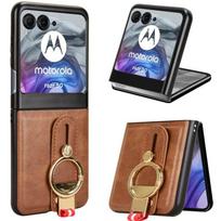 Tinka Motorola Razr 70/60/Razr 50 Ultra dėklui su riešo dirželiu, dirželiu, apsauginiu dangteliu ir stoveliu Motorola Razr 50/Razr 60/ ruda