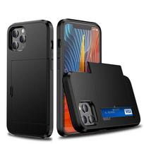 Armor Slide Kortelių dėklas iPhone 15 14 13 Pro Max 12 Mini 11 12 Pro Max XS Max XR X Kortelės laikiklis Dangtelis Piniginė Stumdomas dangtelis for iPhone 14 Pro juoda
