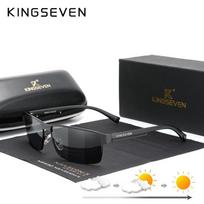 KINGSEVEN Vyriški poliarizuoti fotochrominiai saulės akiniai Dizainas Moteriški chameleono saulės akiniai UV400 Apsaugantys nuo akinimo Vairavimo kvadratiniai akiniai black