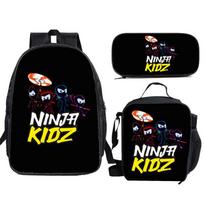 NINJA KIDZ 3 dalių rinkinys Vaikų mokyklinė kuprinė su peties krepšiu Pieštukinės Mokyklinės krepšiai berniukams mergaitėms Geriausia dovana black