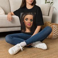 Funny Doll Face T-Shirt, Sarcastic Reaction Meme Tee, Relatable Mood Graphic Shirt, Funny Gift For Her, Sassy Expression Apparel XL black