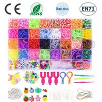 600-1800pcs+ Colorful Loom Bands Set Candy Color Bracelet Making Kit DIY Rubber Band Woven Bracelet Kit Girls Craft Toys Gifts gryna