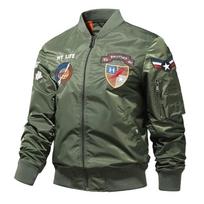 Men Air Force Bomber Jacket Embroidery Detail Baseball Uniform Casual Outerwear Lightweight Windproof for Daily Streetwear School Work Weekend M gray