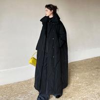 Žieminė didelio dydžio oversized ilga pūkinė striukė moterims, laisvas, storesnis, šiltas, medvilne kimštas paltas, apsiaustas šaltam orui, dideliems kūno sudėjimams L juoda