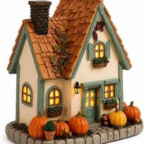 Šviečiantis senovinis moliūgų namelis Helovino dekoracijos Lempa Figūrėlė Rankų darbo šviečiantis moliūgo papuošalas LED kaimiškas šventinis dekoras Pumpkin beige