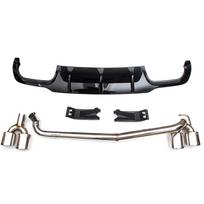 Mercedes-Benz C klasės W204 C63 galinio difuzoriaus ir duslintuvo vamzdžių atnaujinimas (2010–2014 m) Gloss Black Rear Diffuser + Black Tailpipe black