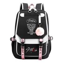Kelioninė tašė Sportinė tašė Studento kuprinė Kuprinė Maišelis su USB įkrovimu Stray Kids Didelės talpos tašė One size fits all black