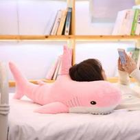 140CM Didelis Minkštas Simuliacinis Mielas Ryklio Pliušinis Žaislas Kawaii Iškamša Vaikams Vaikams Berniukams Mergaitėms Miela Gyvūnų Pagalvė Gimtadienio Dovanoms 60CM rožinė