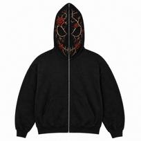 Halloween Cosplay Face Printed Long Sleeve Hoodie Men's and Women's Fashionable Casual Sports Top S juoda