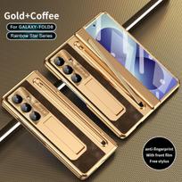 Skirta Samsung Galaxy Z Fold 8 Ultra Fold 8 7 6 5 sulankstoma oficialaus rašiklio laikiklio dėklas su plėvele, viskas viename smūgiams atsparus apsauginis dėklas Galaxy Z Fold 5 beige