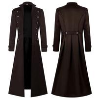 XS-5XL Didelių dydžių vyriškas gotikinis tranšėjas viduramžių steampunk retro stiliaus ilgi paltai dvieilis vienspalvis vyriškas vintažinis ilgas paltas XXXXL black