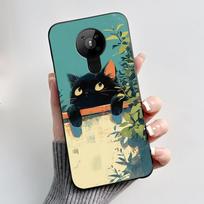 Cute Case For Nokia 5.3 / Nokia 5.4 / Nokia 3.4 Capa Printing Shell Protective Cover Soft Silicone Cartoon Black Casing Fundas Nokia 5.3 black