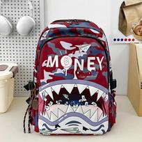 Schoolbag New Shark Mouth Backpack Large Capacity Korean Version Junior High School Student School Bag Simple Personality Fashion Versatile Travel gray
