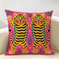 Rožinis Funky Gyvūno Pagalvės užvalkalas Patvarus Hipoalerginis Ekologiškas Lino Pagalvės užvalkalas Mažas Dydis Skalbiamas Odai Draugiškas 45cmx45cm(18x18Inch)