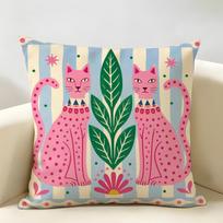 Rožinis Funky Gyvūno Pagalvės užvalkalas Patvarus Hipoalerginis Ekologiškas Lino Pagalvės užvalkalas Mažas Dydis Skalbiamas Odai Draugiškas 45cmx45cm(18x18Inch)