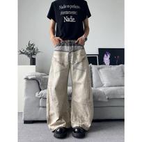 Comfortable jeans, new loose curved knife pants, distressed summer American high street straight-leg washed wide-leg pants S gray