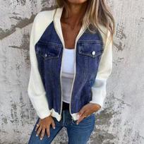 Women Casual Travel Vacation Oversized Long Sleeve Jacket Zip Up Casual Outfits Coat XL mėlyna