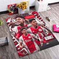 Ajax Futbolo Žaidėjo Portreto Koliažo Spaudos Plotas Kilimas Neslystantis Stačiakampis Grindų Kilimėlis Futbolo Gerbėjo Žaidimų Svetainės Miegamojo Dekoras 40x60cm( 15x23in ) black