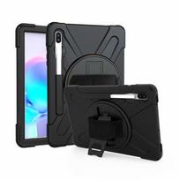 Tab S6 10.5 T860 Armor dėklas Samsung Galaxy Tab S6 10.5 2019 SM-T860 T865 SM-T865 planšetei Atsparus smūgiams Rankenos Dirželis Funda Dangtelis #S no shoulder Strap juoda