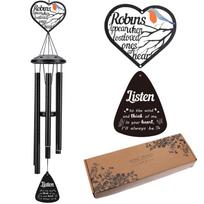 Robin Wind Chimes For Loss Of Loved One Robin Memorial Gifts Aluminum Tubes Wind Chime For Garden Yard Home Outdoor Indoor, Symp A215 black
