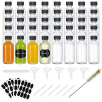 30/60 ml mažos stiklinės buteliukai su sandariais dangteliais, skaidrūs, mėginiams, Boston tipo buteliukai/mėgintuvėliai/talpyklės sultims, imbiero šotams, eliksyrų aliejams 6PCS 30ml black