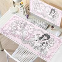 Anime Kawaii Girls PC Gaming Mouse Pad Pink PC Office Desk Accessories Large Gamer Non-slip Keyboard Extended Pads E-Sports Mat 40cm by 90cm