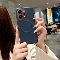 For OPPO Reno 14 14 Pro  Premium Leather-Textured Metal Protective Case with Magnetic and Anti-Fingerprint Features For Reno 14 Pro mėlyna