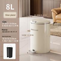 Press-Type Soft-Close Pedal Trash Can - Silent, Odor-Proof, Light Luxury Style, Carbon Steel Individual Carton [Full Foam Packaging] white